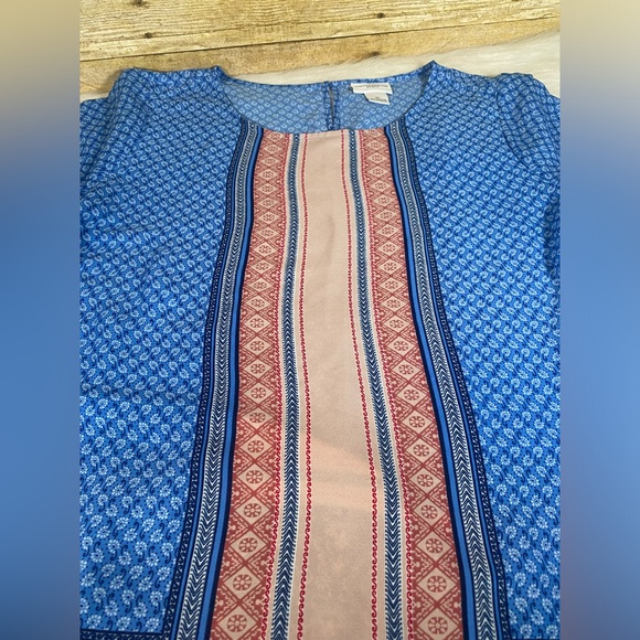 Liz Claiborne Size 0X Short Sleeve Blouse Top Pink Blue - Picture 6 of 7